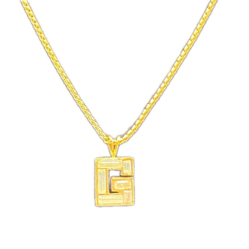 Givenchy G Logo Gold Rhinestone Necklace GP Women's